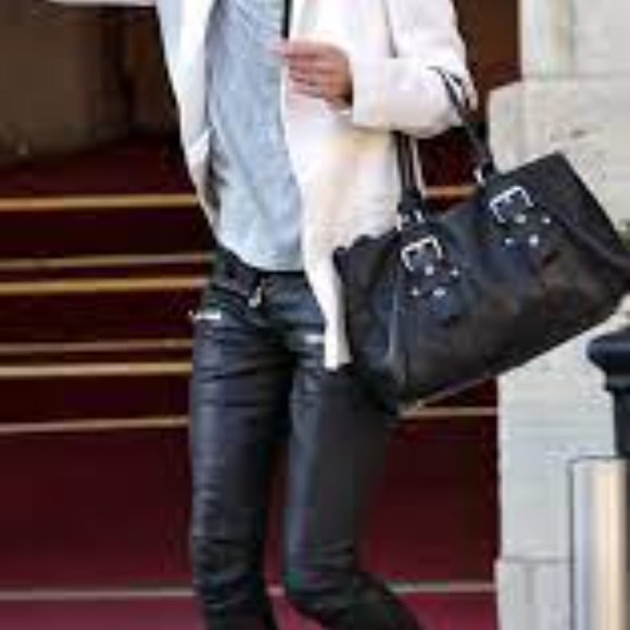 Kate Moss x Topshop Black Faux Leather Skinny Moto Retro Skinny Pants Size 6 - Picture 4 of 16